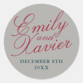 シンプル名結婚の日付特典封筒 ラウンドシール (正面)