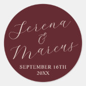 シンプル名結婚の日付特典封筒 ラウンドシール (正面)