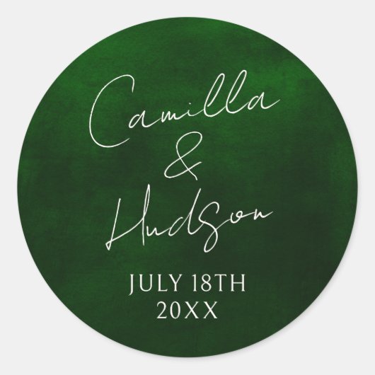 シンプル名結婚の日付特典封筒 ラウンドシール (正面)