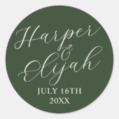 シンプル名結婚の日付特典封筒 ラウンドシール (正面)