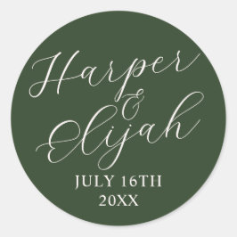 シンプル名結婚の日付特典封筒 ラウンドシール