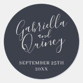 シンプル名結婚の日付特典封筒 ラウンドシール (正面)