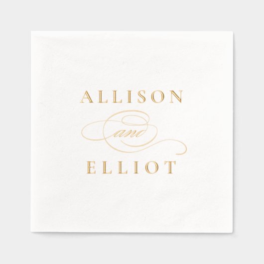 シンプル名結婚書名 箔ナプキン (正面)