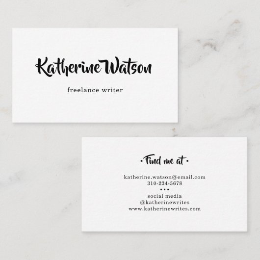 シンプル名(白黒ミニマル) 名刺 (正面/裏面)