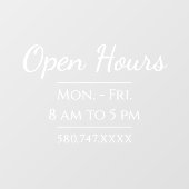 シンプル営業時間と電話番号 ウィンドウサイン (シート)