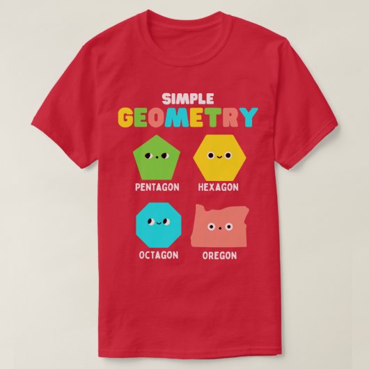 シンプル図形Math Cute顔おもしろい Shapes Orego Tシャツ (デザイン正面)