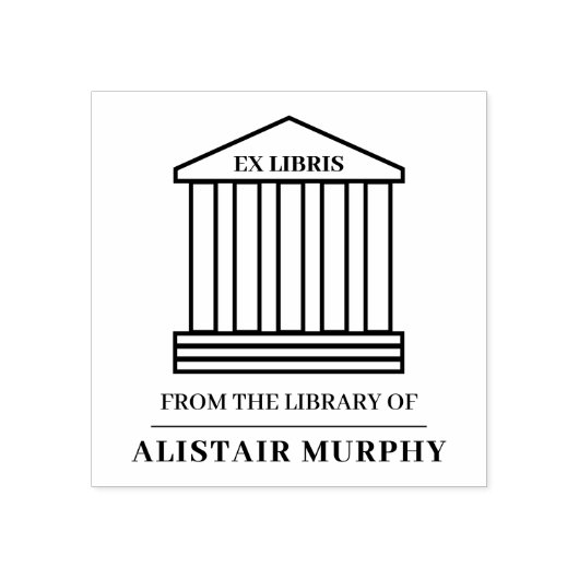 シンプル図書室クラシカル建物カスタムEx Libris ラバースタンプ (インプリント)