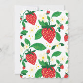 シンプル図解入りの、写真付きのストロベリーファースト誕生日 招待状 (裏面)