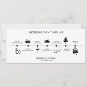 シンプル図解入りの、写真付きのモダン結婚タイムライン 招待状 (正面)