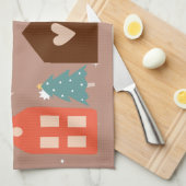 シンプル地球トーン楽しいクリスマス キッチンタオル (四つ折り)