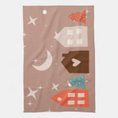 シンプル地球トーン楽しいクリスマス キッチンタオル (縦)