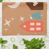 シンプル地球トーン楽しいクリスマス キッチンタオル (折り畳み)