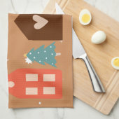 シンプル地球トーン楽しいクリスマス キッチンタオル (四つ折り)