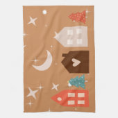 シンプル地球トーン楽しいクリスマス キッチンタオル (縦)