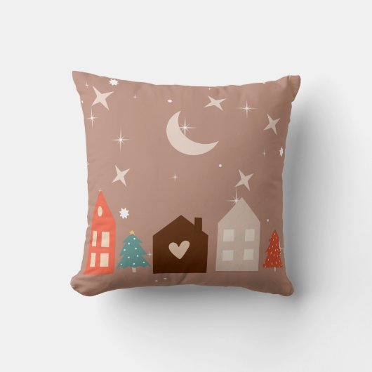 シンプル地球トーン楽しいクリスマス クッション (正面)