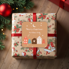 シンプル地球トーン楽しいクリスマス スクエアシール