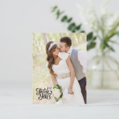 シンプル垂直結婚感謝はがきエレガント ポストカード (スタンド正面)