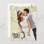 シンプル垂直結婚感謝はがきエレガント ポストカード (正面/裏面)