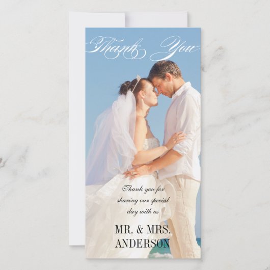 シンプル垂直結婚感謝 サンキューカード (正面)