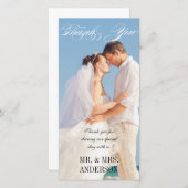 シンプル垂直結婚感謝 サンキューカード (正面/裏面)