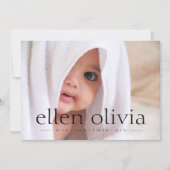 シンプル型ベビーガール誕生写真発表 案内状 (正面)