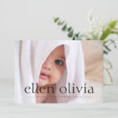 シンプル型ベビーガール誕生写真発表 案内状 (スタンド正面)