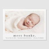 シンプル型モダンベビー写真誕生 マグネット招待状 (正面)