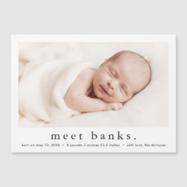 シンプル型モダンベビー写真誕生 マグネット招待状
