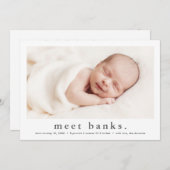 シンプル型モダンベビー写真誕生 案内状 (正面/裏面)