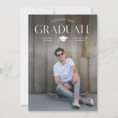 シンプル型卒業キャップ写真卒業 案内状 (正面)