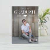 シンプル型卒業キャップ写真卒業 案内状 (スタンド正面)