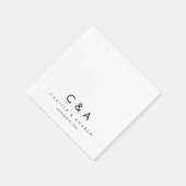 シンプル型白黒モノグラ結婚ム スタンダードカクテルナプキン (角)