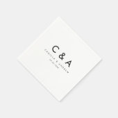 シンプル型白黒モノグラ結婚ム スタンダードカクテルナプキン (角)