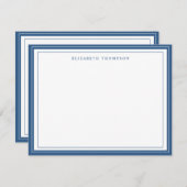 シンプル基本パーソナライズされたライトネイビーブルー縁ど ノートカード (正面/裏面)