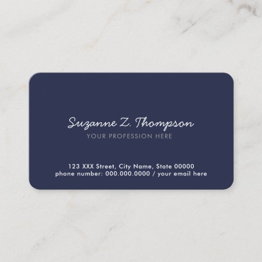 シンプル基本ミニマル深いブループロフェッショナル 名刺 (正面)