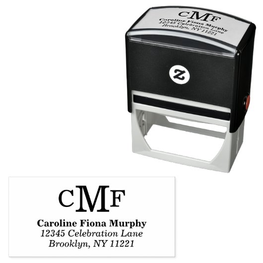 シンプル基本モダン3モノグラムカスタム色 セルフインキングスタンプ (インサイチュ)