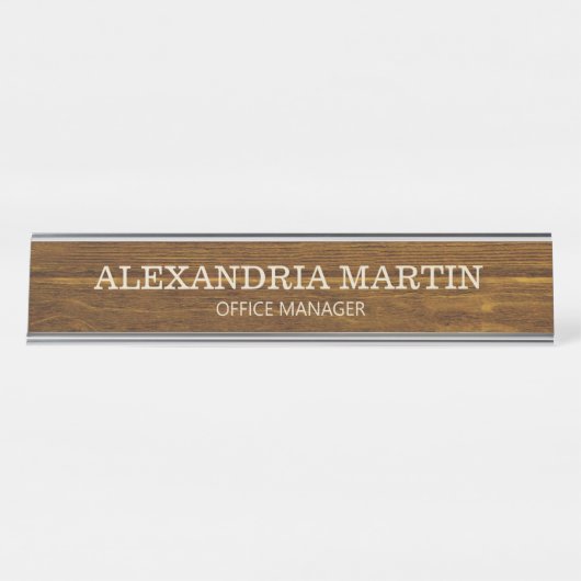 シンプル基本茶色の木製名役職ドアの看板 デスクネームプレート (正面)