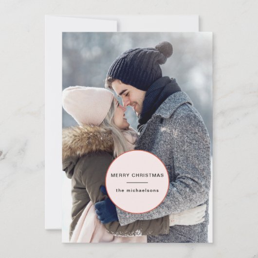 シンプル声明メリークリスマスツーフォト シーズンカード (正面)