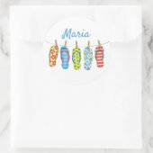 シンプル夏ビーチビーチサンダルモダンおもしろい ラウンドシール (バッグ)