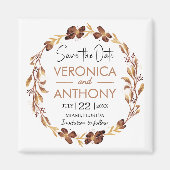 シンプル夏 | 秋フローラ結婚式の日付の保存 マグネット (正面)