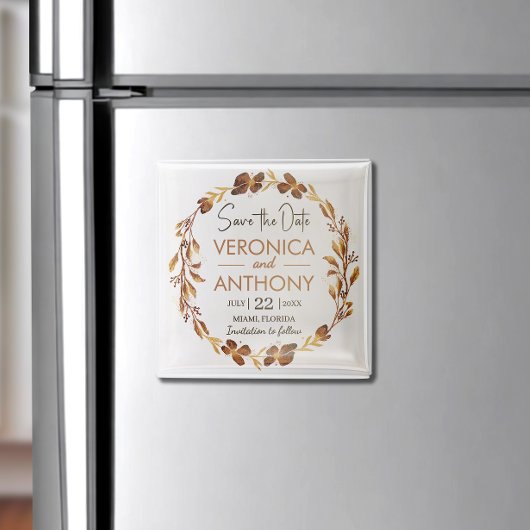 シンプル夏 | 秋フローラ結婚式の日付の保存 マグネット