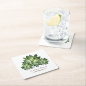 シンプル多肉結婚紙コースター スクエアペーパーコースター (インサイチュ)