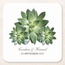 シンプル多肉結婚紙コースター スクエアペーパーコースター
