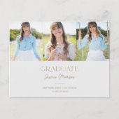 シンプル大学院グレイ&金ゴールド数々の写真卒業 ポストカード (正面)