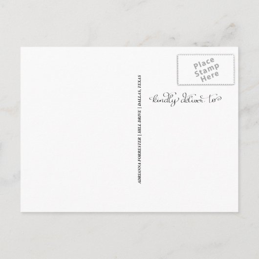 シンプル大学院スクリプト日付の写真を保存 | ブラック 案内ポストカード (裏面)