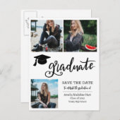 シンプル大学院スクリプト日付の写真コラージュを保存 案内ポストカード (正面/裏面)