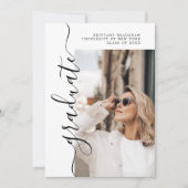 シンプル大学院名・写真卒業発表 ノートカード (正面)