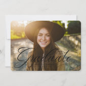 シンプル大学院白黒卒業 案内状 (正面)