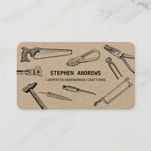 シンプル大工のヴィンテージ構築ツール 名刺 (正面)