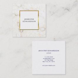 シンプル大理石エレガント金ゴールド枠プロフェッショナル スクエア名刺